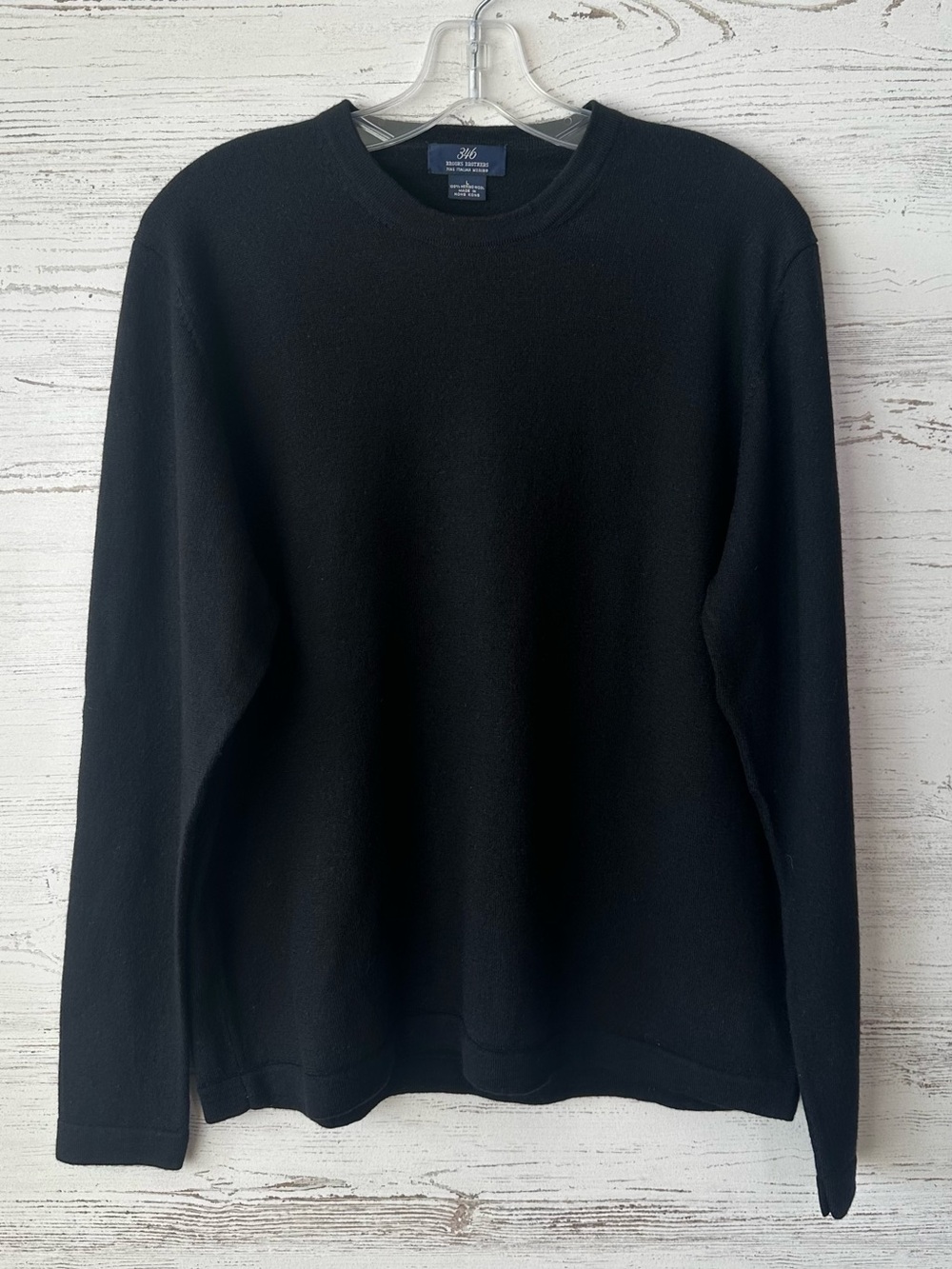 BROOKS BROTHERS VINTAGE 90s 100% Merino Wool Classic Crewneck Sweater Black L
